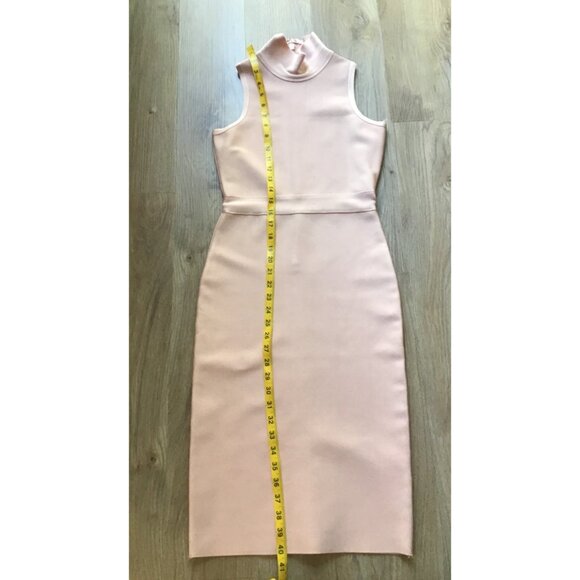 HIGH NECK WOMEN'S BACK ZIPPER CLOSURE MIDI BODYCONTOUR DRESS SIZE LARGE - Picture 7 of 8